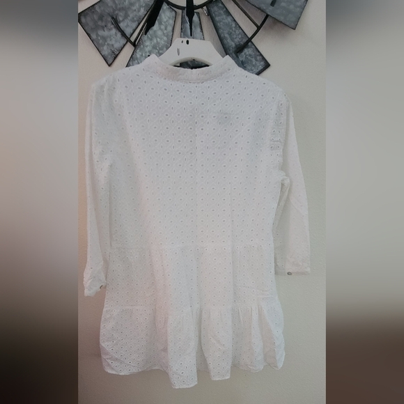 Harper Wren Boho Eyelet Smock Brachie Withe Dress size Medium. - Picture 10 of 16